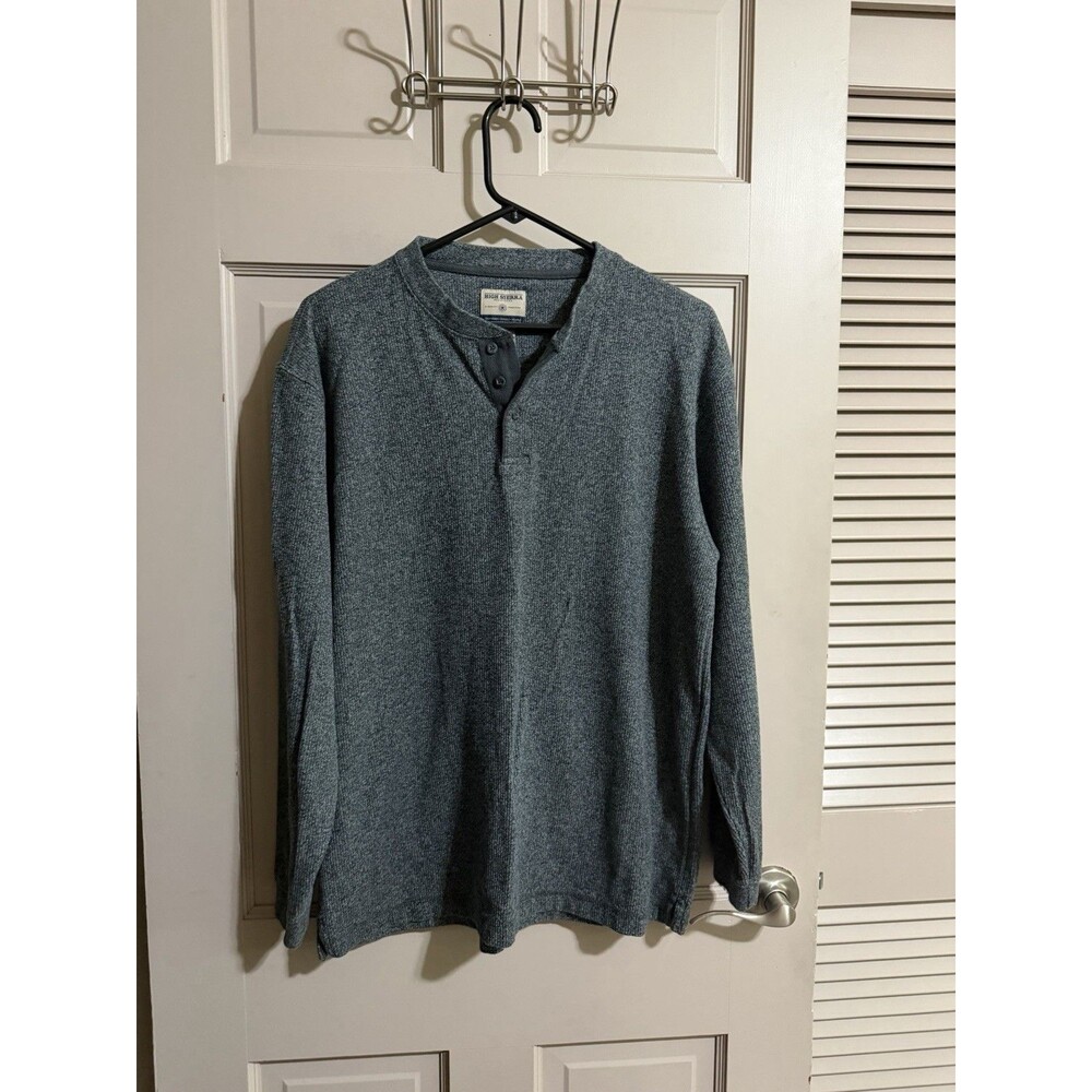 High Sierra Shirt Men's Gray Thermal Henley Ribbed Long Sleeve Shirt Size Medium
